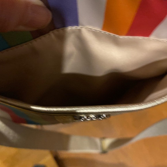 Coach Legacy Stripe Crossbody Bag Satin Canvas & Gold Leather-great condition - Picture 4 of 6